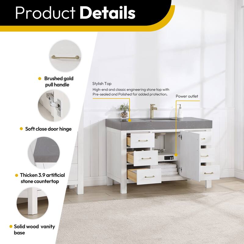 Miseno MV-703848 León 48" Free Standing Single Basin Vanity Set with