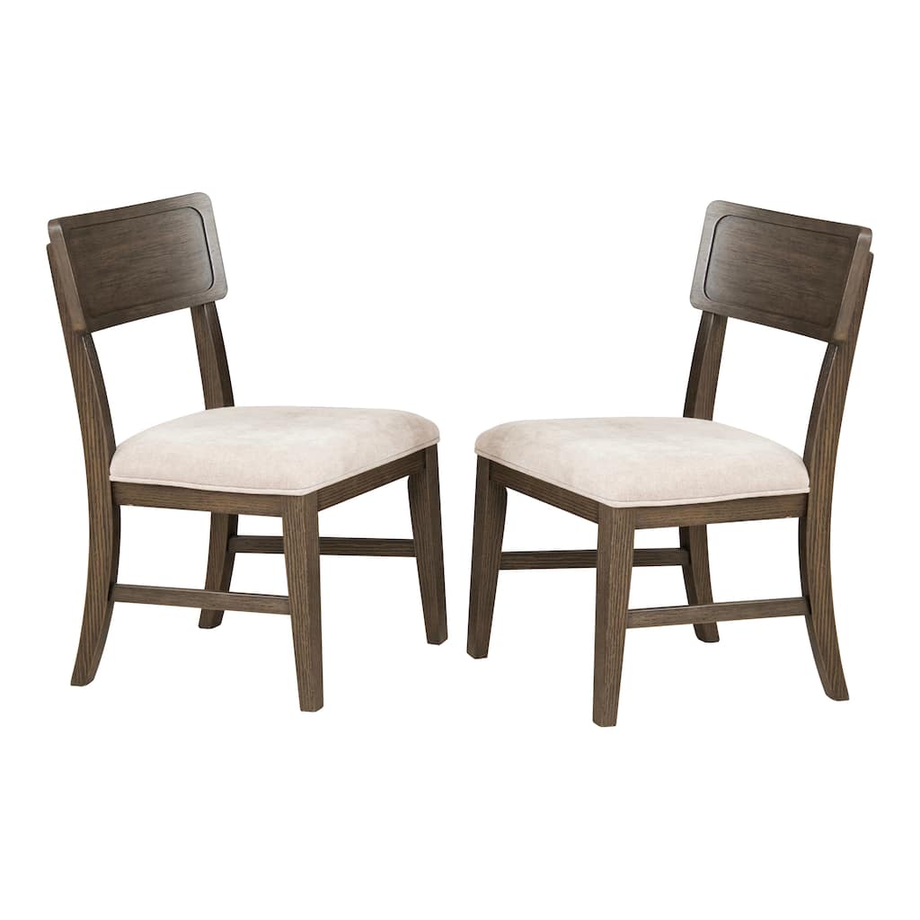 Furniture of America Laria Modern Farmhouse Dark Walnut Solid Wood Dining Chair with Padded Seat (Set of 2)