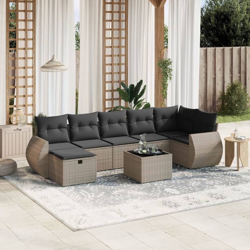 vidaXL Garden Sofa Set Beige/Black/Brown/Grey