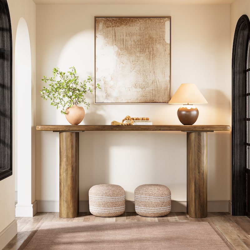 Industrial 63" Console Table with Heavy-Duty Pedestal for Entryway