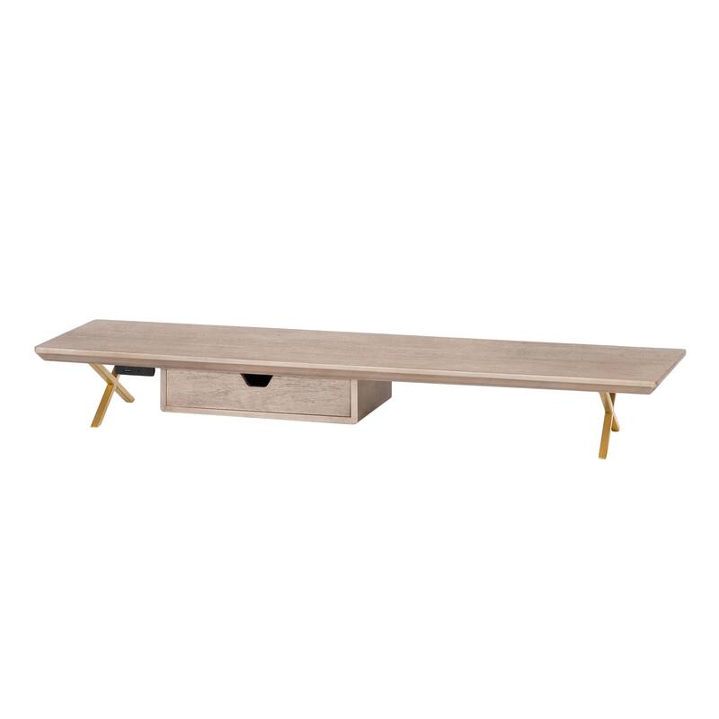 Jani Wood Monitor Stand Riser Desk - Ergonomic Design Stand, Desktop Organizer Table for Home, Office Workspace, Gaming Desk