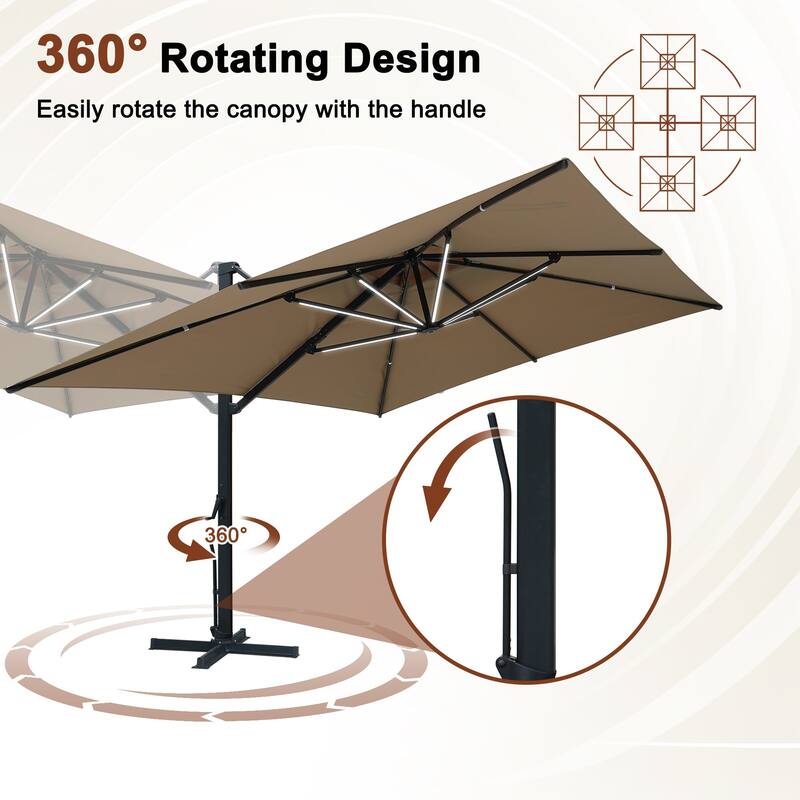 13-Ft Aluminum Dual-Roof Cantilever Umbrella