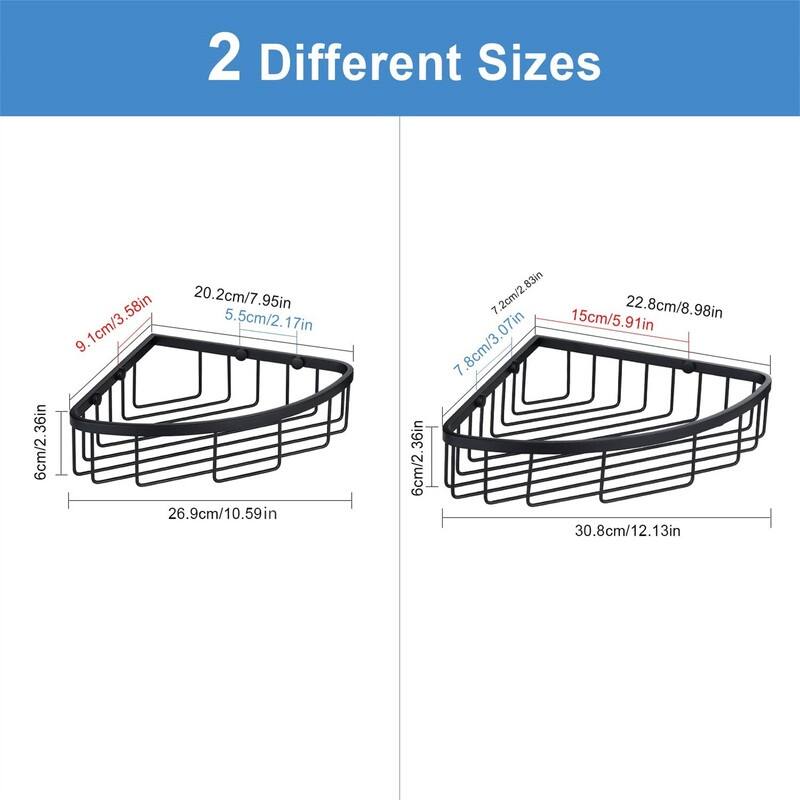 Corner Shower Caddy Shelf Organizer - 9.05"D x 12"W x 3.14"H