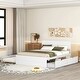 preview thumbnail 15 of 15, Full Size Bed with Twin Size Trundle Bed and 2 Drawers, Wooden Platform Bed Frame with Headboard for Girls Boys Teens Adults