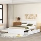preview thumbnail 15 of 15, Full Size Wooden Platform Bed Frame with Trundle Bed and 2 Drawers