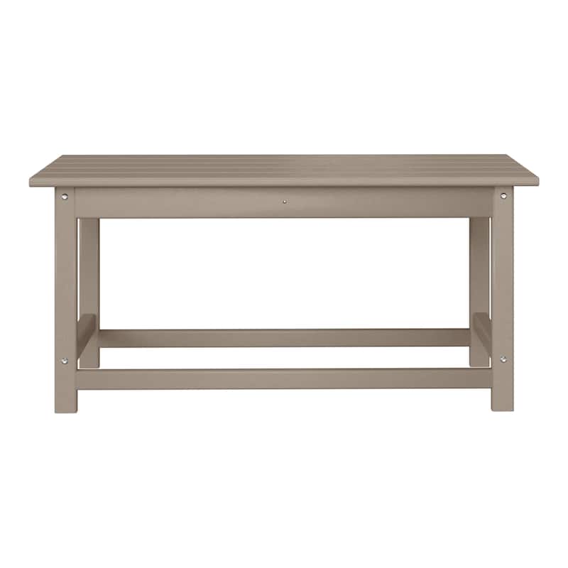 Laguna Hdpe All Weather Outdoor Patio Rectangular Coffee Table - Weathered Wood