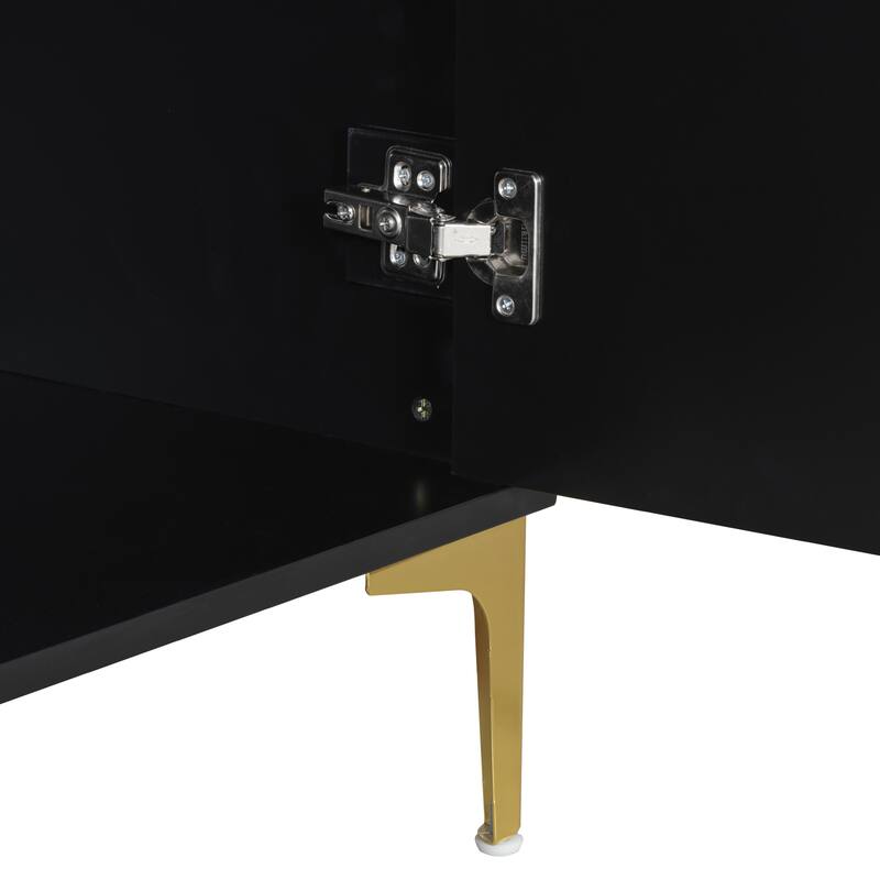 Artsy Contemporary Storage Cabinet with Adjustable Shelves, Two-Tone Design, and Durable MDF Build