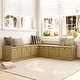 preview thumbnail 1 of 15, Corner Storage Bench with Lift-Top Seats, Faux Drawer Fronts, Oak Finish, Entryway & Living Room Organizer