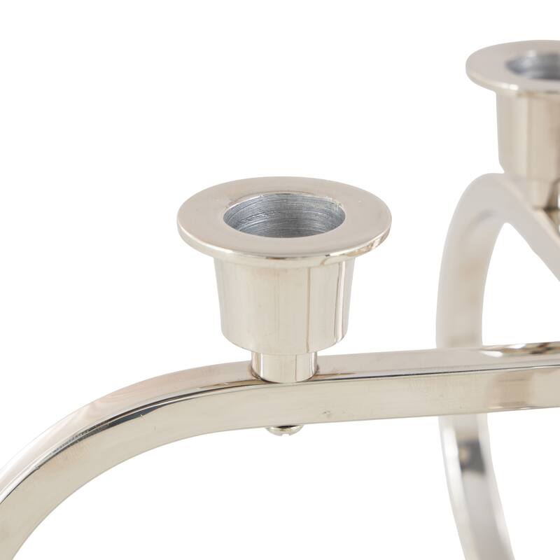 Stainless Steel Metal Geometric Overlapping Oval Candelabra - Silver - CosmoLiving by Cosmopolitan