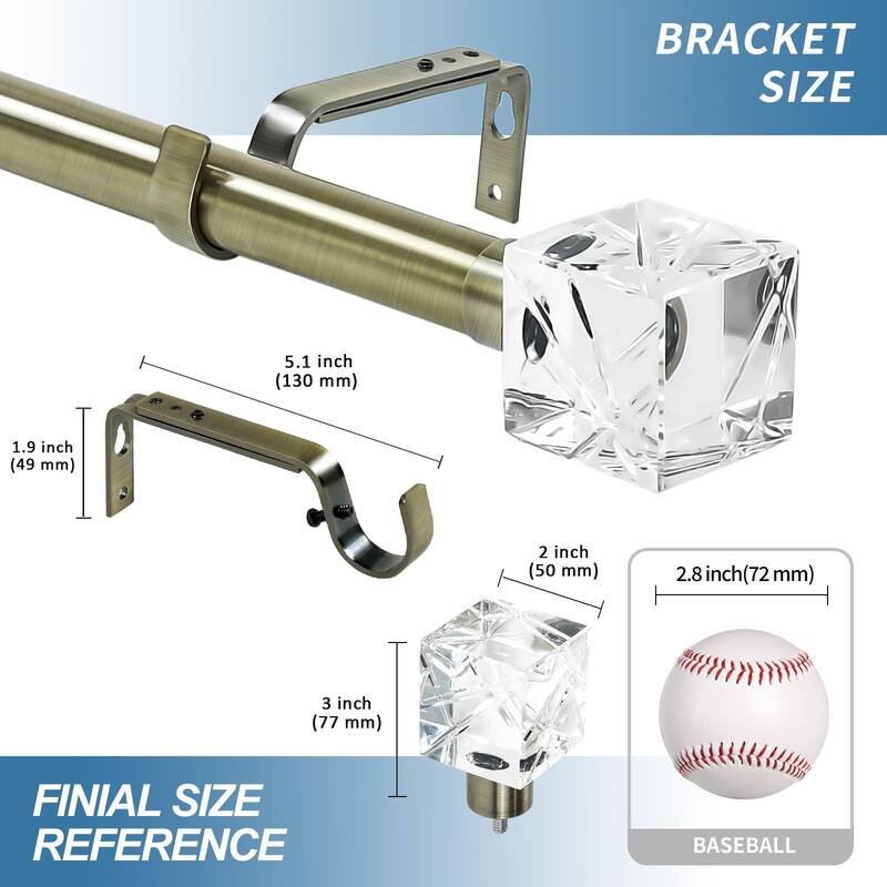 1-inch Diameter Cut Ice Adjustable Single Drapery Curtain Rod