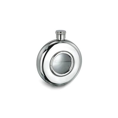 Curata Glass Window Stainless Steel 5 Ounce Round Flask with Funnel