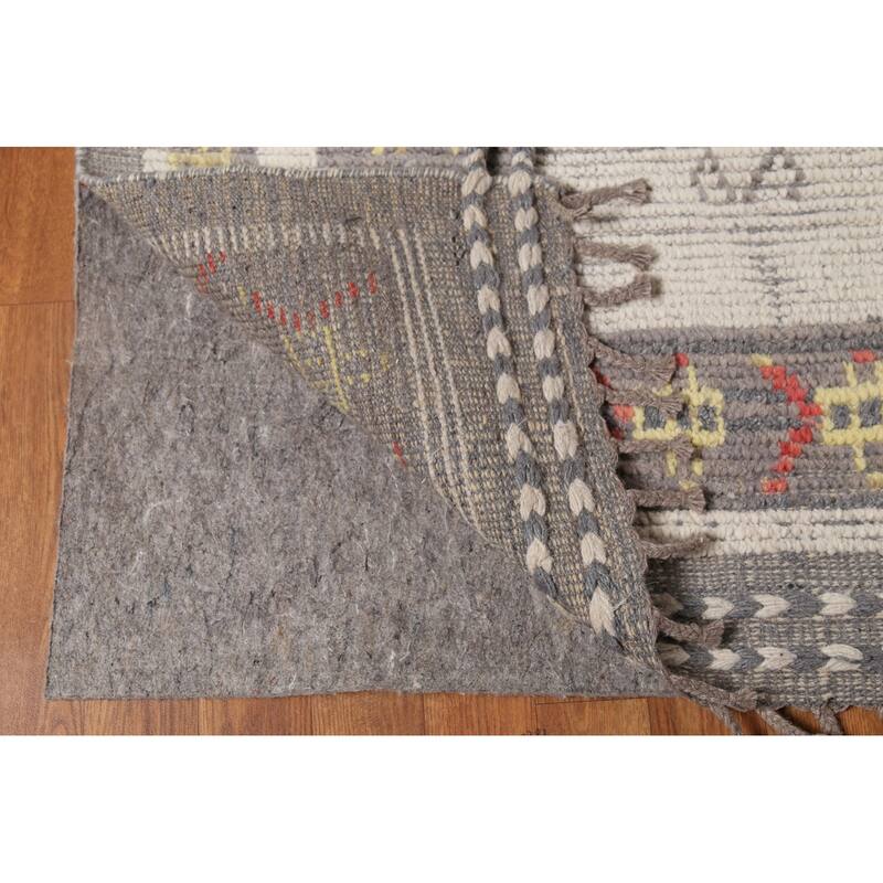 Geometric Moroccan Large Area Rug Hand-Knotted Wool Carpet - 9'11"x 14'10"