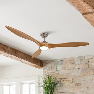 72" Natural 3-Blade Large Ceiling Fans with Light and Wall Control - 72-inch W x 13.8-inch H