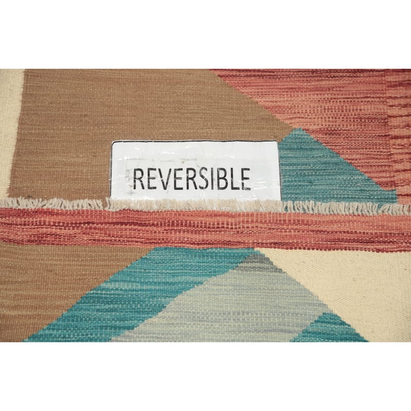Hand Woven Oriental 100% Wool Carpet Southwestern Geometric Multi-Colored Kilim Runner Rug - 8' 2'' X 2' 1''
