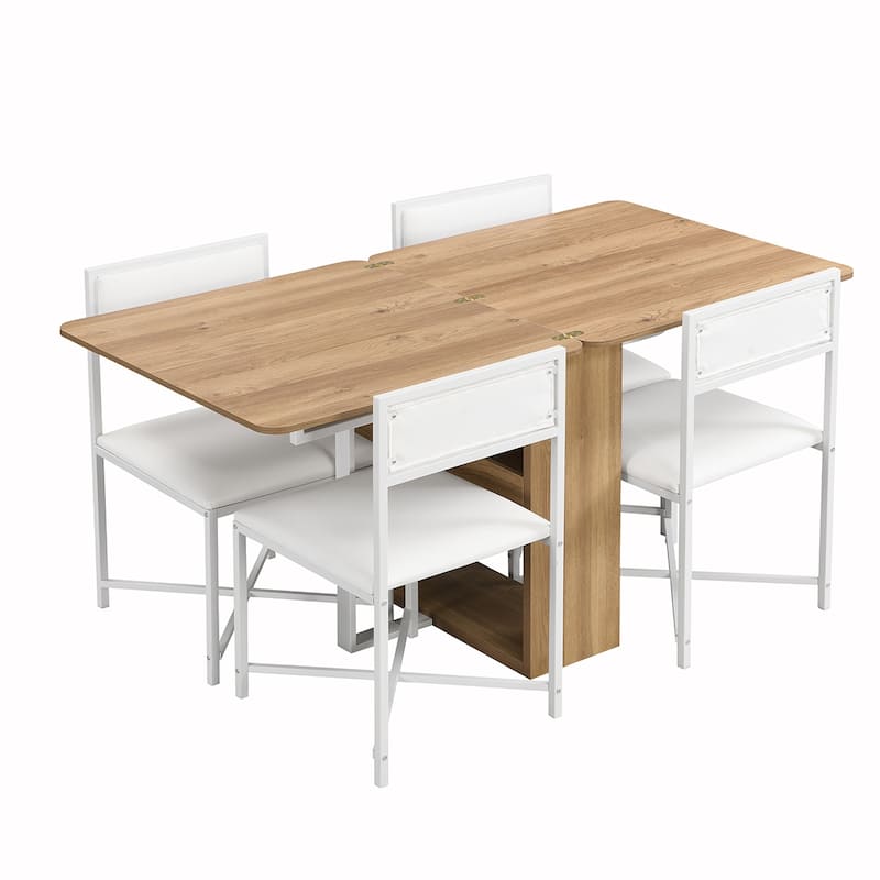 PU Chair And Extendable Dining Table Set