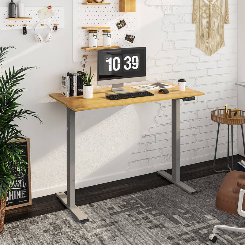 FlexiSpot 100% Bamboo Whole-Piece Desktop Ergonomic Electric Home Office Standing Desk Memory Controller