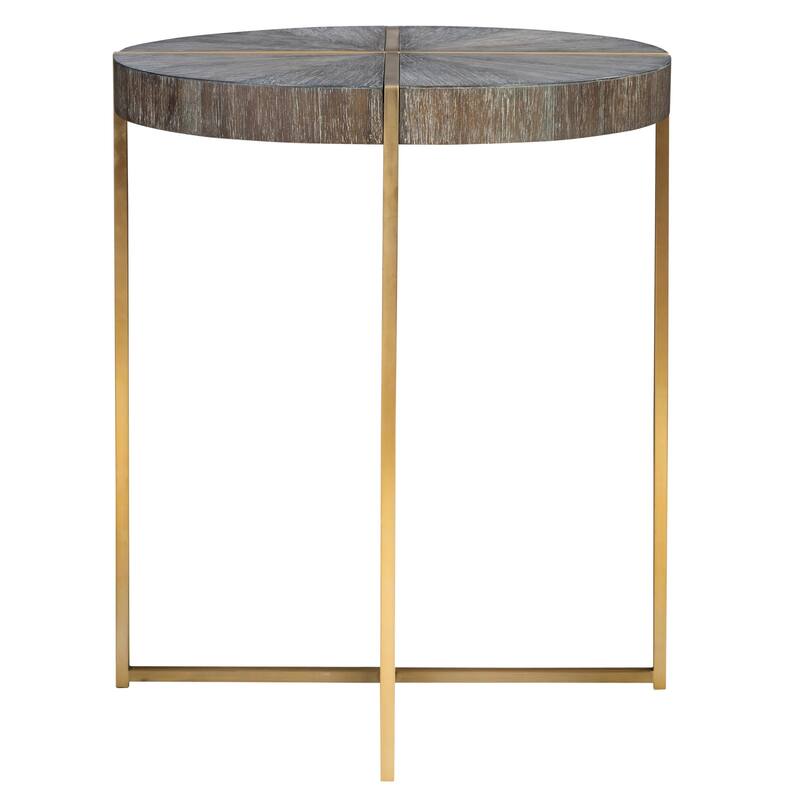 Uttermost Taja 20" Diameter Acacia Veneer Top Stainless Steel Side - Dark Walnut