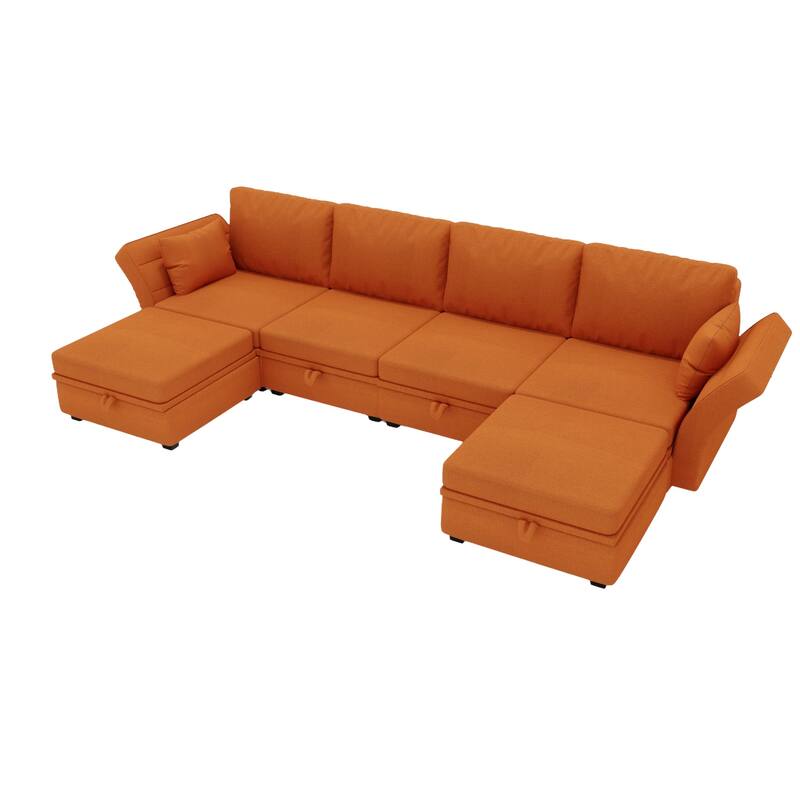 Modular Sectional Sofa Convertible U Shaped Sofa Couch with Storage Seats, 6 Seat Modular
