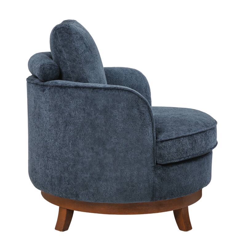 Set of 2 Comfortable Upholstered Swivel Chair with Soft Chenille and Wood Base