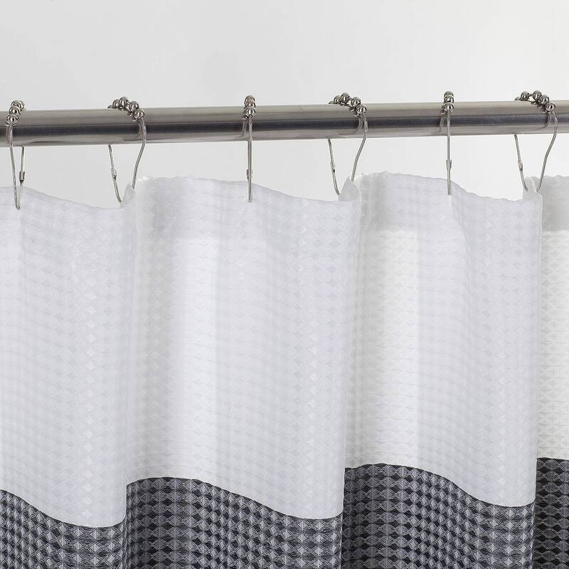 Dainty Home Striped Ombre Waffle Weave Fabric Shower Curtain