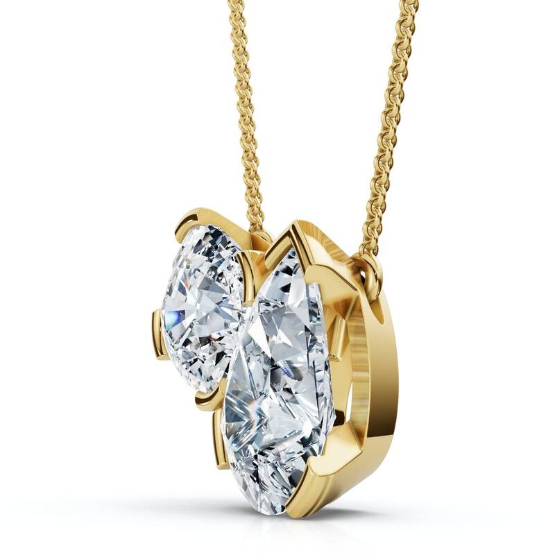 Bliss Diamond 2Ct Cushion and Pear Toi et Moi Diamond Pendant Gold or Pt Lab Grown - Yellow