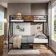 preview thumbnail 1 of 7, Twin over Full Metal Bunk Bed with 2-Side Ladder, Black & Brown Brown