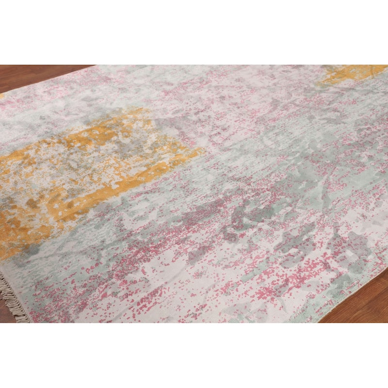 Contemporary Indian Area Rug Handmade Abstract Wool Carpet - 5'7"x 8'0"