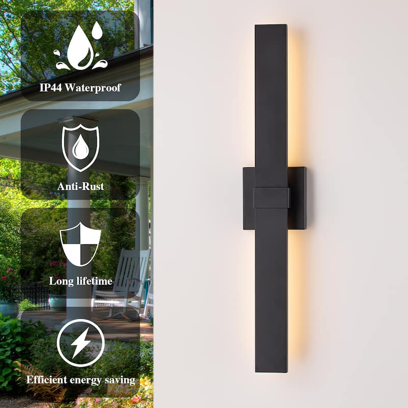 Matte Black Rectangular Aluminum LED Outdoor Wall Sconce
