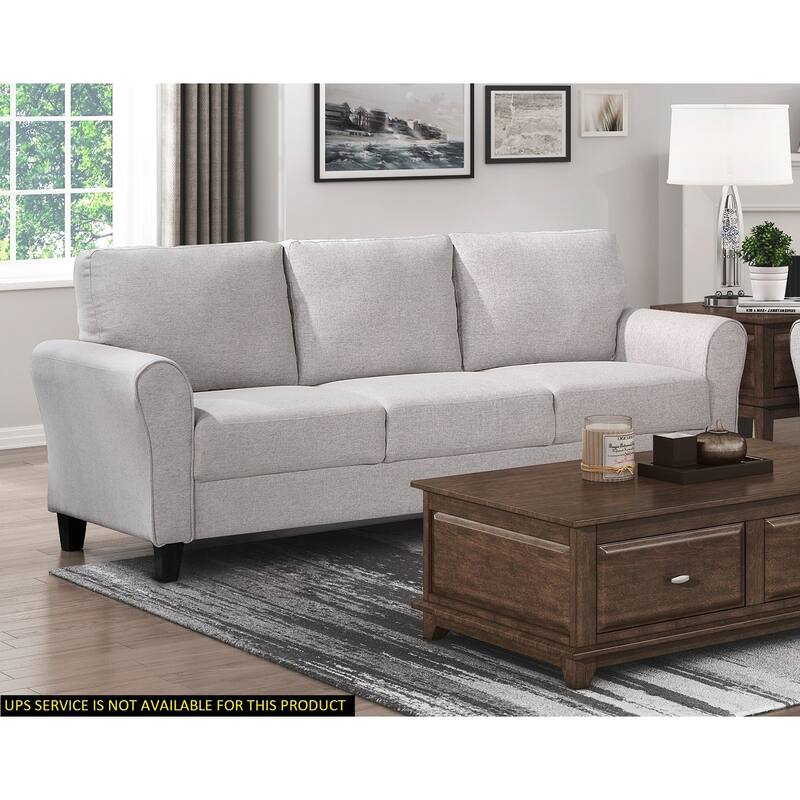 Sand Hued Textured Fabric Upholstered 1pc Sofa with Attached Cushions - Multi-Color