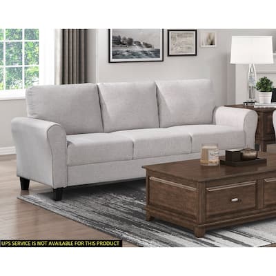 Sand Hued Textured Fabric Upholstered 1pc Sofa with Attached Cushions