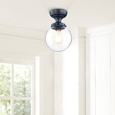 CO-Z Farmhouse 8-Inch Globe Ceiling Light Fixture Semi Flush Mount - Black