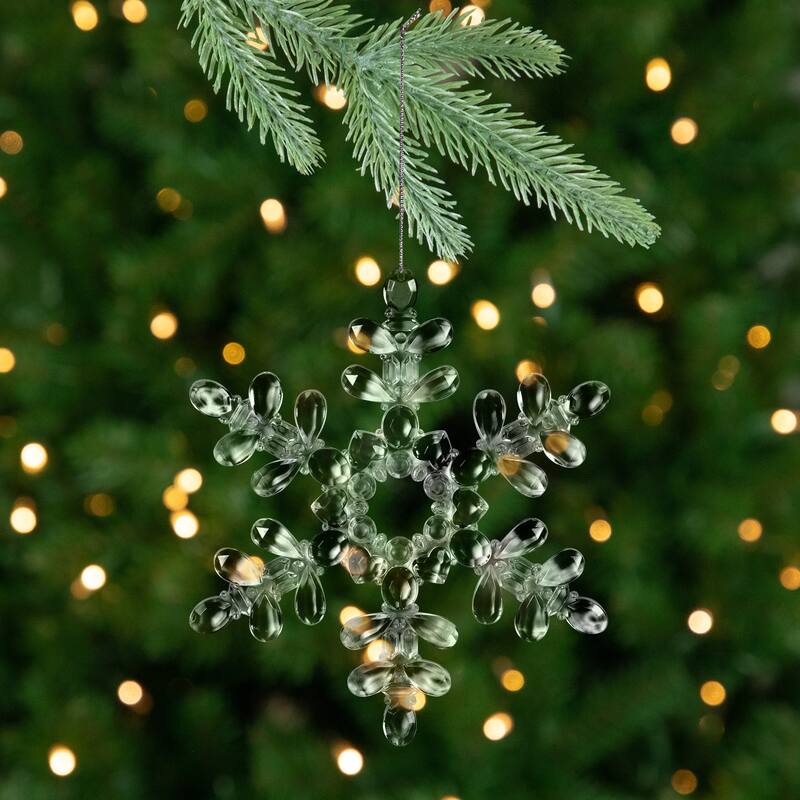 Hanging Acrylic Snowflake Christmas Ornaments - 7" - Clear - Set of 6