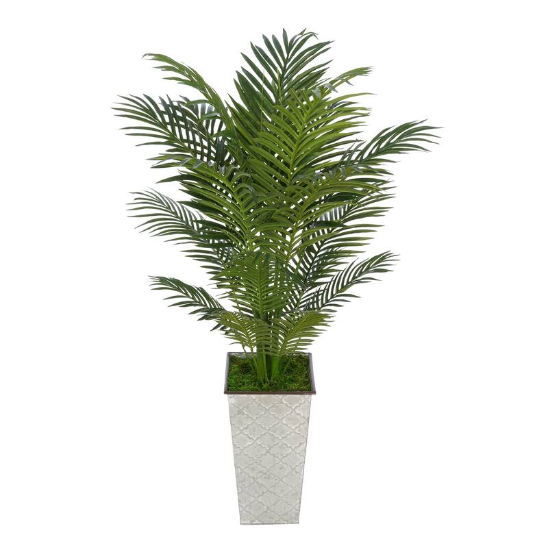 Faux Areca Palm in Designer Metal Planter - 230