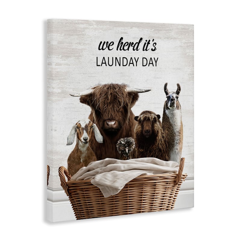 Stupell Herd It's Laundry Day Animals Canvas Wall Art Design By Lettered and Lined