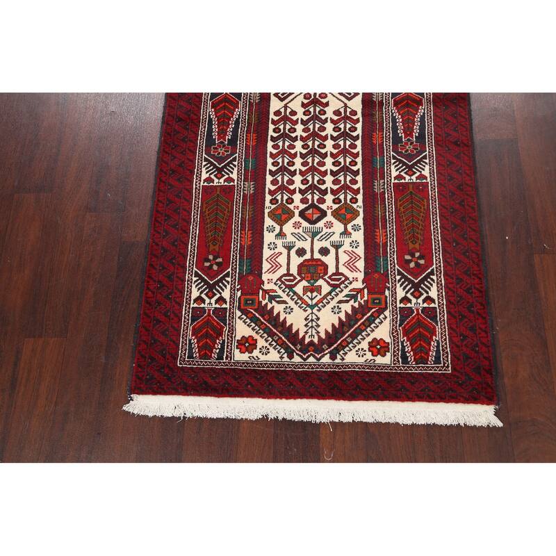 Geometric Hamedan Persian Traditional Runner Rug Handmade Wool Carpet - 3'4" x 6'8"