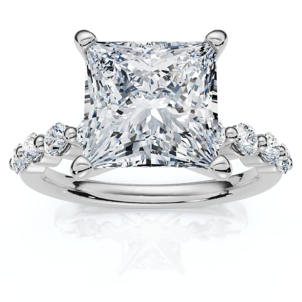 Bliss Diamond Certified 3.44Ct Princess Cut Diamond Engagement Ring White Gold Lab Grown