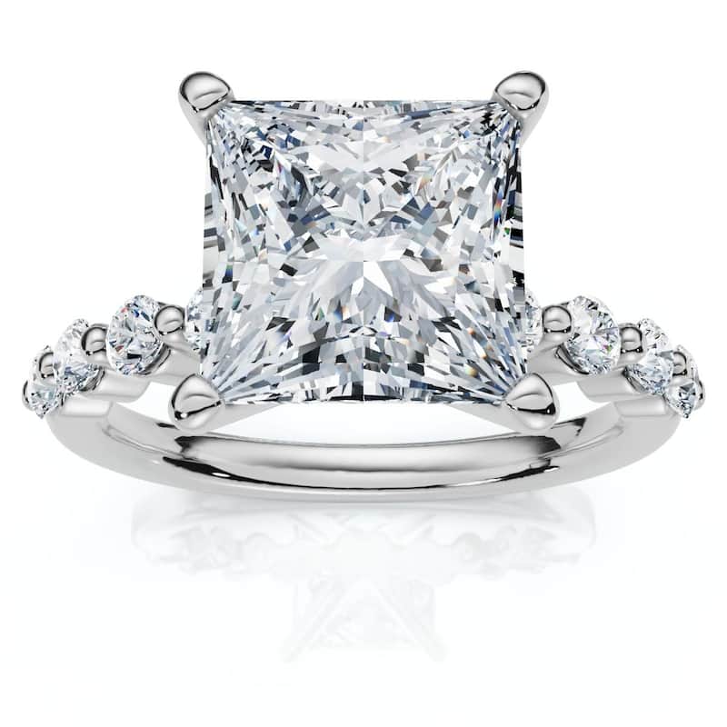 Bliss Diamond Certified 3.44Ct Princess Cut Diamond Engagement Ring White Gold Lab Grown