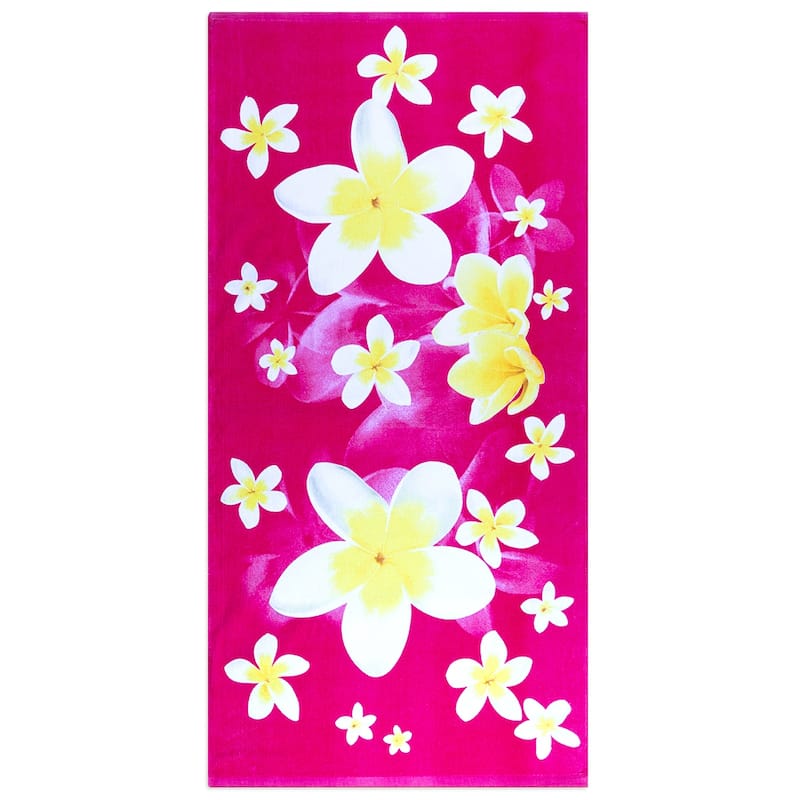 American Flag Cotton Beach Towel - Flowers
