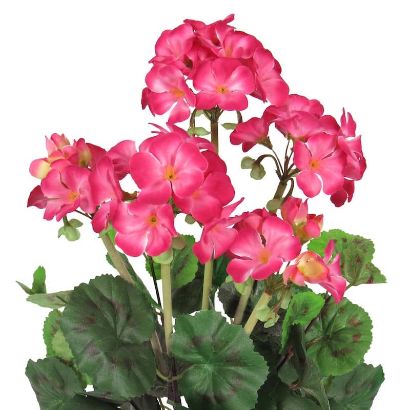 Set of 2 Beauty Pink Artificial Geranium Flower Stem Bush Bouquet 16in - 16" L x 9" W x 9" DP