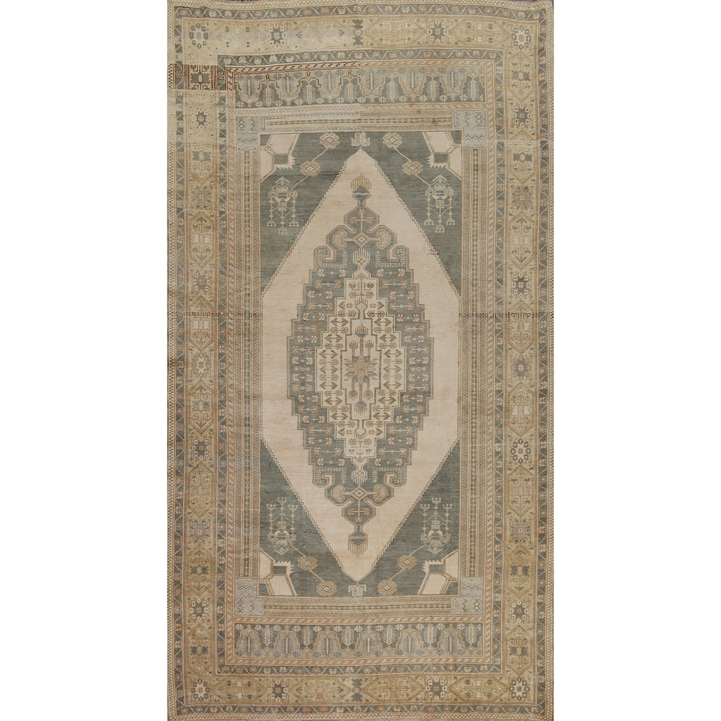 Vintage Anatolian Oriental Wool Area Rug Hand-knotted Office Carpet - 5'6" x 10'3"