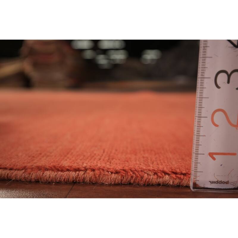 Gabbeh Modern Area Rug Hand-Knotted Orange Wool Carpet - 5'5" x 8'0"