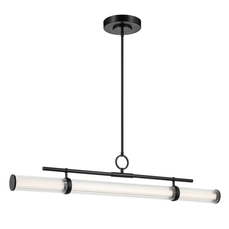 Riven 48.25 Inch LED 1 Light Linear Chandelier with Clear Fluted Glass in Black