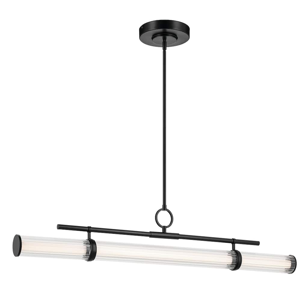 Riven 48.25 Inch LED 1 Light Linear Chandelier with Clear Fluted Glass in Black