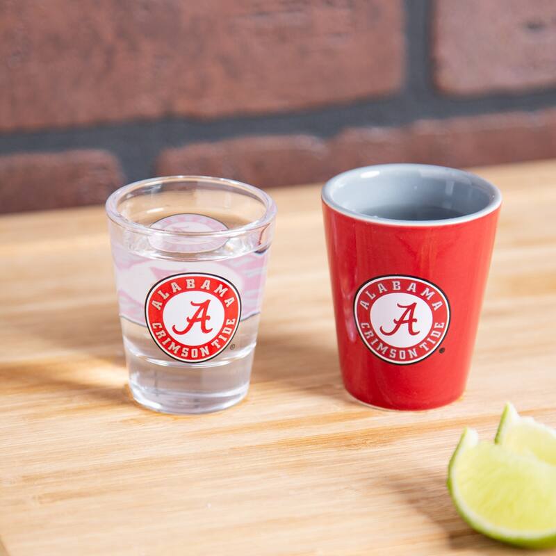 4-Piece Ceramic and Glass 2 oz. Shot Glass Set, University of Alabama