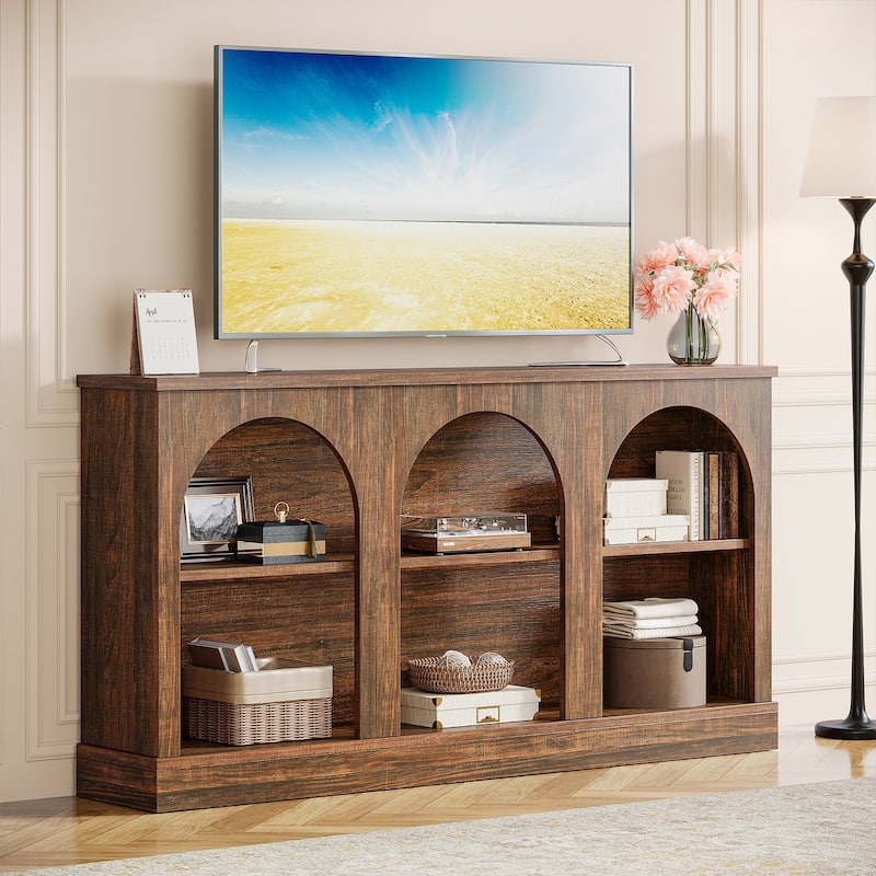 Farmhouse TV Stand for TVs Up to 65 Inches, Farmhouse Entertainment Center with Storage