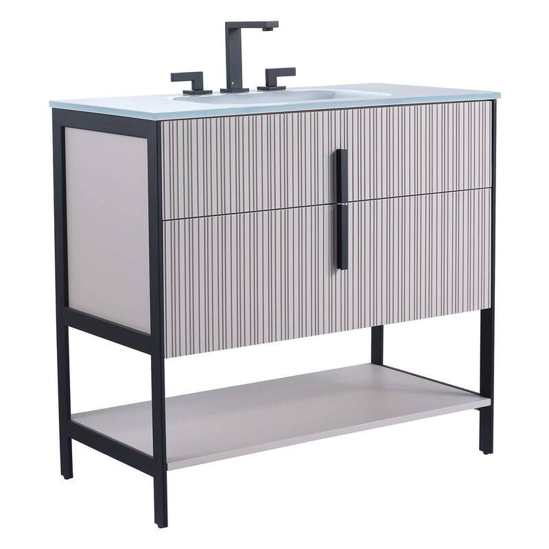 Fine Fixtures Serenity Modern bathroom vanity - Bright Taupe - Black Hardware