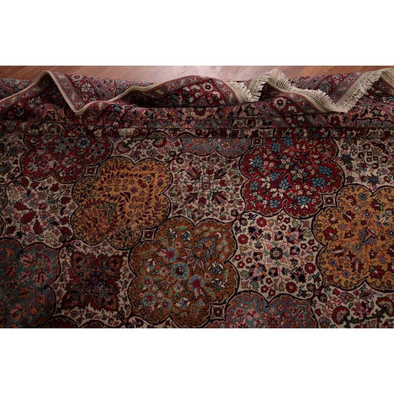 Vegetable Dye Agra Indian Antique Area Rug Hand-Knotted Wool Carpet - 9'1" x 12'2"