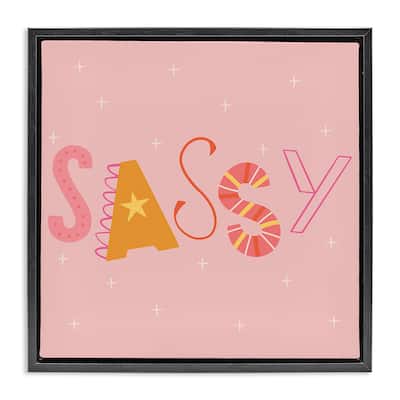 Stupell Pink & Yellow Sassy Typography Framed Floater Canvas Wall Art Design By Sazerelli Designs
