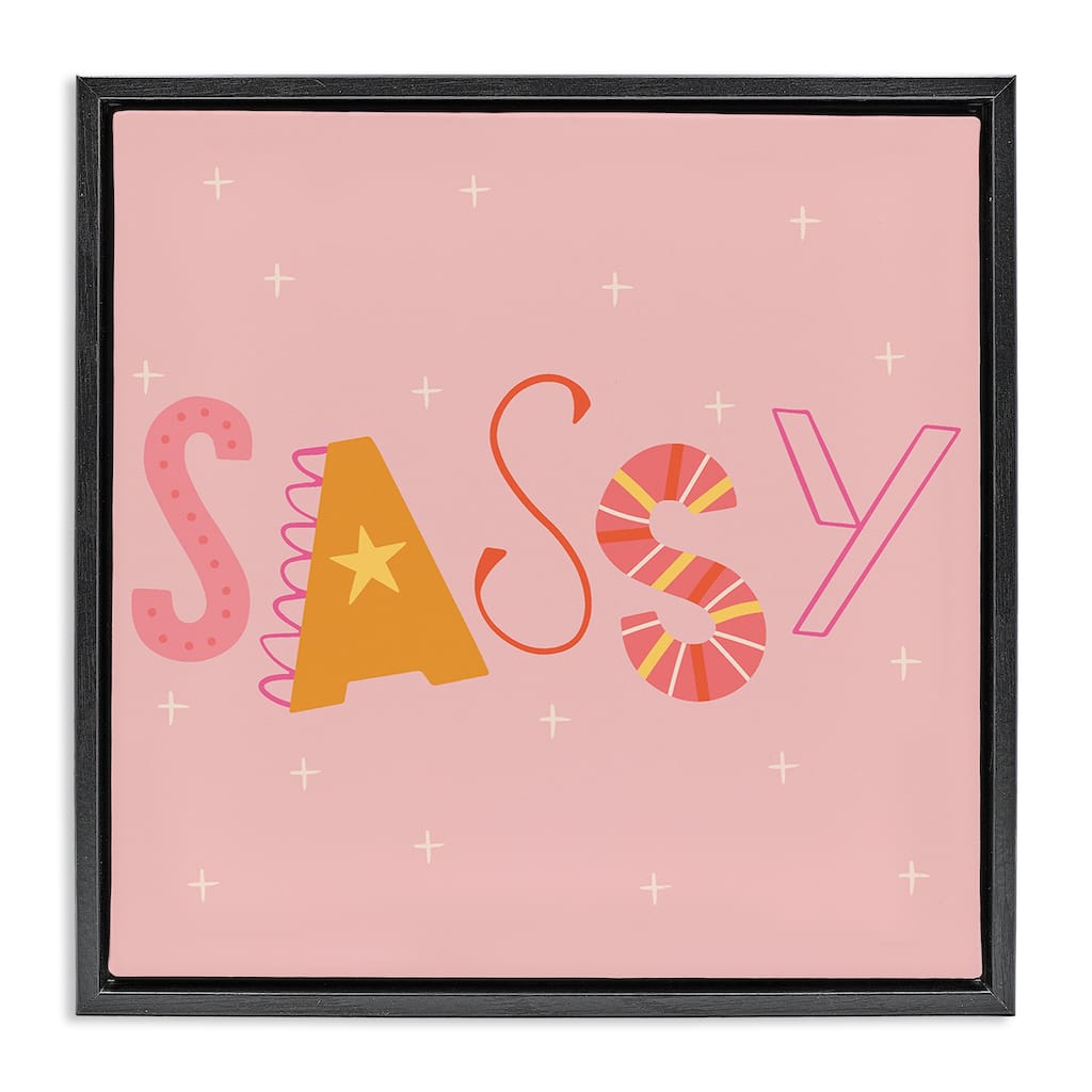 Stupell Pink & Yellow Sassy Typography Framed Floater Canvas Wall Art Design By Sazerelli Designs