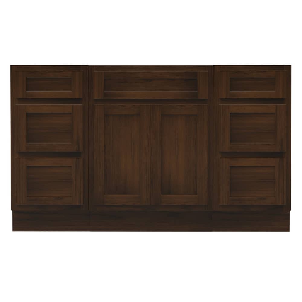 Vanity Art 54" Oak Freestanding Bathroom Vanity Cabinet without Top
